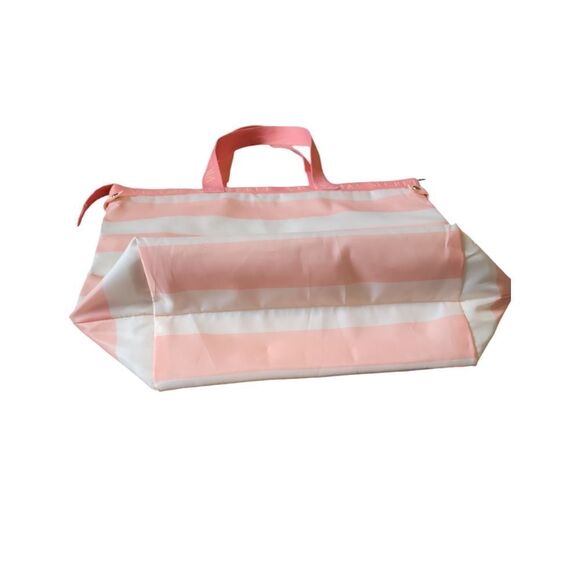NWOT Victoria's Secret Pink White Striped Insulated Cooler Tote Bag Zippered - Picture 5 of 9